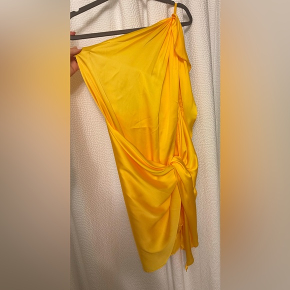 NWT Baobab Marea Luz Yellow One-Shoulder Side-Tie Mini Dress - Sz. L - Picture 7 of 12